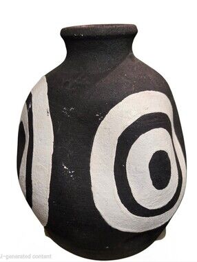 Bloomingville Black & White irregular bullseye Terrac 5.5" decorative vase